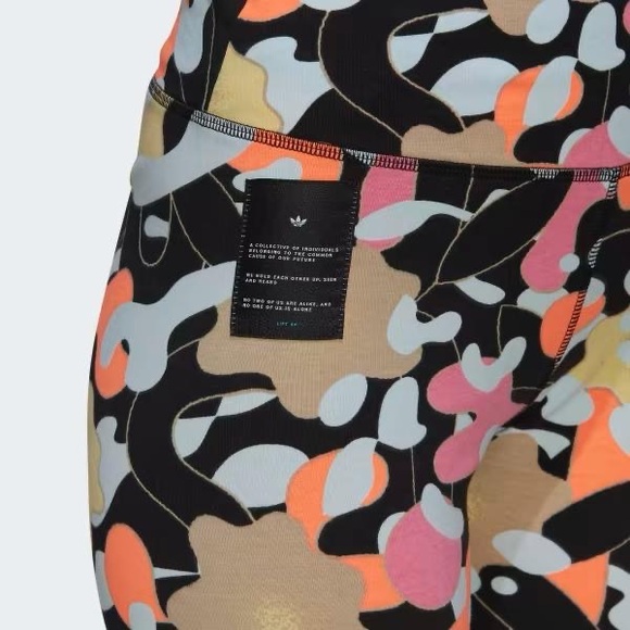 Adidas 2 piece Lycra pants shirt stretch yoga floral camo graphic running - Picture 5 of 12